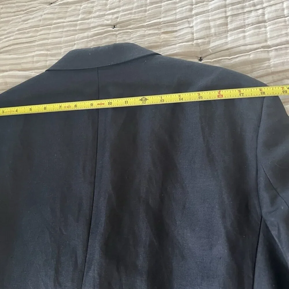 H&M Black Blazer Mens‎ 42L Slim Fit Mulberry Silk Linen Wedding Old Money Preppy